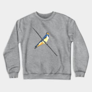 Swallow Bird On A Wire Black Outline Art Cut Out Crewneck Sweatshirt